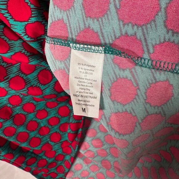 LuLaRoe IRMA Polka Dots Hot Pink Turquoise Blue Hi-Low Tunic Top Shirt MEDIUM M - Picture 3 of 6